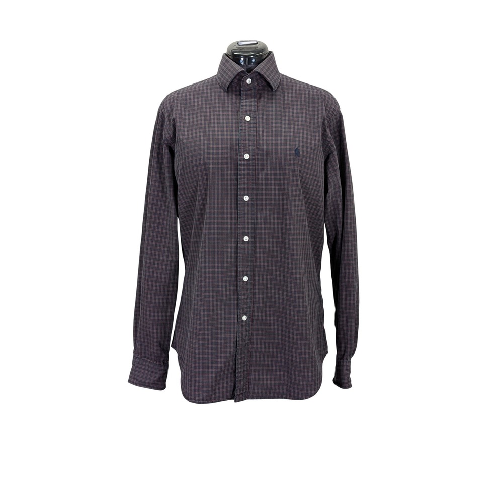Polo Ralph Lauren Shirt Mens 16 34/35 Regent Fit Plaid Button Up